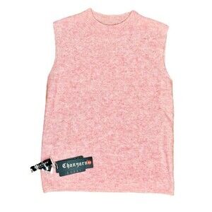 Chanyarn 100% Merino Wool Sleeveless Mock Neck Top Sweater Pink Women’s Size S